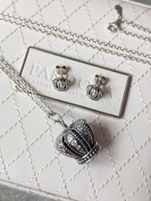 Original Pandora Kette Royal Crown Krone XXL Kette und Ohrringe Set. Oldie RAR 