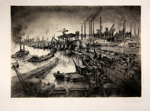 Industriehafen radierung - industriehafen.,