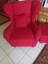 ohrensessel mit hocker gebraucht rot stoff