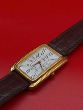 Lorus Quartz Armbanduhr vergoldet Lederband rechteckig Vintage 1990er