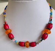 Halskette mit böhmischen Perlen, kleinen Millefioriperlen