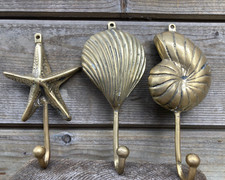 3x 17cm Maritim Wandgarderobe Kleider Hut  Haken  Schlüsselboard Bronze Metall