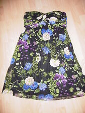 Super sexy Kleid Cocktailkleid Sommerkleid Chiffon schwarz beige lila Blume NEUw