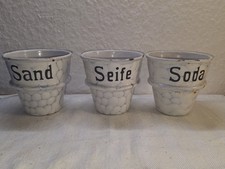 3 Antike Emailebehälter Sand