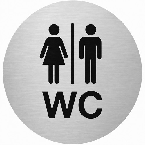 Aluminium schild 10cm wc - Ø, "wc"
