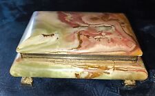Antike massive Onyx Marmor Schatulle 50er 60er Jahre mit Messingmontur