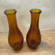 2x Glas Vase amber braun