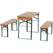 NATURA Festzeltgarnitur 110 cm ohne Rückenlehne 3-teilig, Tisch 50 cm Breite