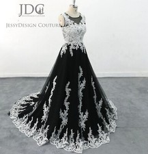 Schwarz Weiß Ivory Brautkleid