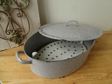 U5147 Schöner, alter emaille Bräter - BRATREINE - mit Einsatz