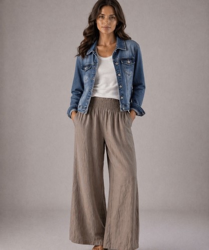 Leinen hose taupe - taupe, 36