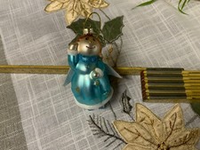 Tannenbaumkugel Glas Engel Christkind hellblau 9 cm