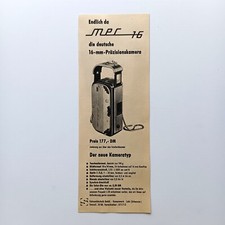 1958 MEC 16 mm Minaturkamera Feinwerktechnik Werbeanzeige Werbung Reklame