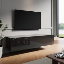 TV Lowboard 140cm Fernsehschrank Hängend/Stehend Unterschrank Schwarz Hochglanz