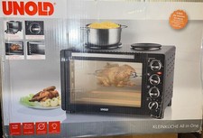 Unold Mini-Backofen 30L Drehspieß Kochplatte Grill 3100W Schwarz NEU L3