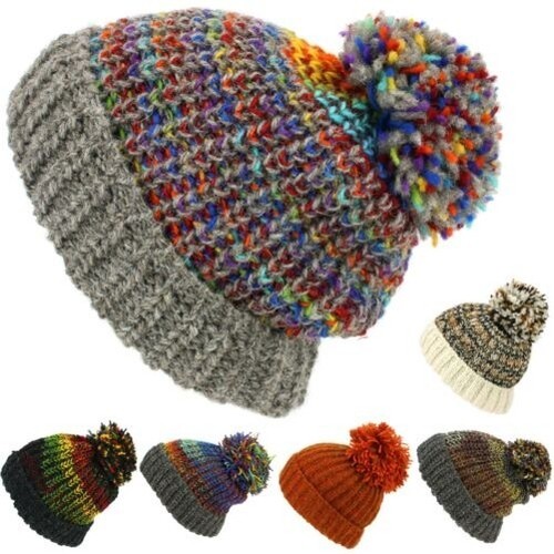 Mütze wolle kappe bommel warm - mütze,