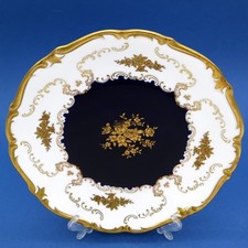 Reichenbach Zierporzellan Echt Kobalt Prunkteller 28 cm Goldrand Handarbeit DDR