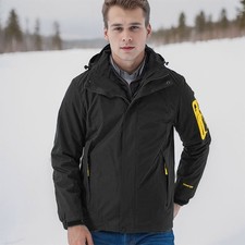 Herren Wasserdichte Outdoor-Regenjacke Kapuzen Windjacke Outwear Kapuzenjacke