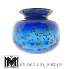 Eisch Glas Vase Pfauenauge Kunstglas Studioglas Blau Gelb