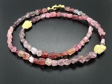 KETTE 375/-GG MIT MULTI SPINELL, BK/BLATTGOLD -DUBL. BEH & HÄMATIT SCHMUCKJAGD