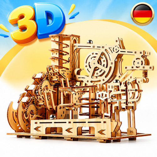 Murmelbahn puzzle holz - murmelbahn, 3d
