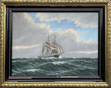 Marinemaler Seestück Segelschiff auf stürmischer See Ölgemälde 108x85cm 