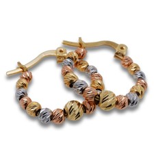 Tricolor Creolen Ohrschmuck 585 Gold 14 Kt Gelb-Weiß-Rosegold Wert 780,-