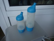 Tupperware Trinkflaschen Sportsfreund 750 u. 415 ml mit Bob d. Baumeister blau