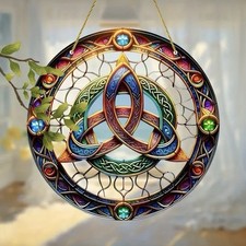 Sonnenfänger zum Aufhängen rund Fensterbild, keltischer Knoten, Acryl, D.: 20 cm