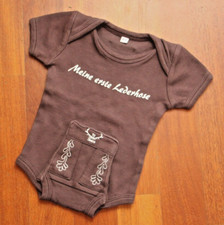 Babybody braun "Meine erste Lederhose" - Wiesn, Oktoberfest, Bayern