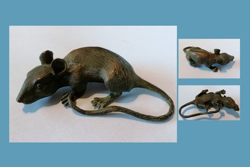 Bronze figur ratte - bronze,