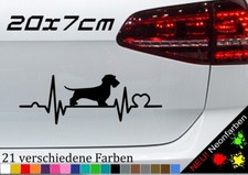 Herzschlag Dackel Aufkleber Dachshund Rauhhaar Weiner Jagd Rasse Fußhupe 20x7cm