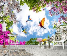 3D Himmel Papagei Blume Q3701