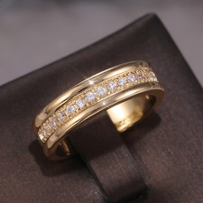 Ring - vergoldet - mit Zirkonia Steinen - Damen Gr. 55-65 Bandring in Gold 6mm