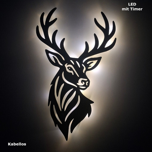 Led hirschkopf wandbild - led,
