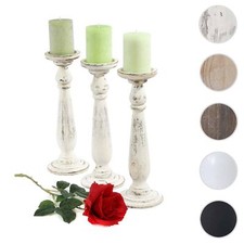 3er Set Kerzenständer, Kerzenhalter, Shabby-Look Vintage Höhe 24cm/35cm