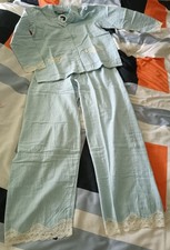 sasson, Schlafanzug, 100% Baumwolle, m. Spitze u. Taschen, warm und hübsch, neu