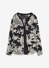 elegante Tunikabluse Gr. 42 Schwarz Bedruckt Damen Bluse Shirt Tunika Neu*