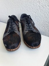 Woody Lukas Herren Clogs Schnürschuhe Fellschuh Holzschuh Kuhfell Gr 48