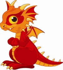 Aufkleber Roter Baby Drachen