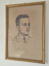 Portraitzeichnung eines Mannes – gerahmt – signiert mit Initiale A.