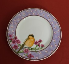 Teller Kuchenteller Porzellan Strauss Vogel und Blumendekor. Dekorativer Teller.