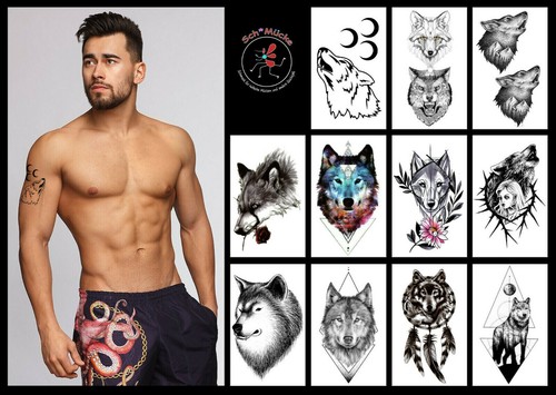 Faketattoo wolf rose wölfin - rose,