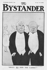 SHALL WE JOIN THE LADIES Lloyd George and Churchill - Antique Comic Print 1922