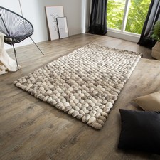Schurwolle-Teppich ORGANIC LIVING - 200x120cm - grau - Steinoptik - handmade