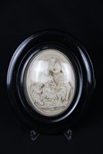 Heilige Familie Geburt Christi Weihnachten Hirten Relief aus Meerschaum um 1860