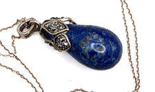 MASSIVER LAPISLAZULI-ANHÄNGER;925erSILBER;L4k,3cm,B1,5cm,KETTE 925er, 40cm,16g