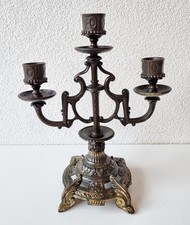 Wunderschöner antiker Gründerzeit Kerzenleuchter aus patiniertem Zinkguß um 1870