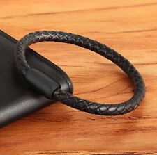 Armband Damen Herren Leder geflochten schmal Geburtstagsgeschenk Schwarz bday
