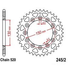 Kettenrad Stahl 38-Zähne 520-Teilung für Honda CL 250 S Scrambler Bj. 1982-1983